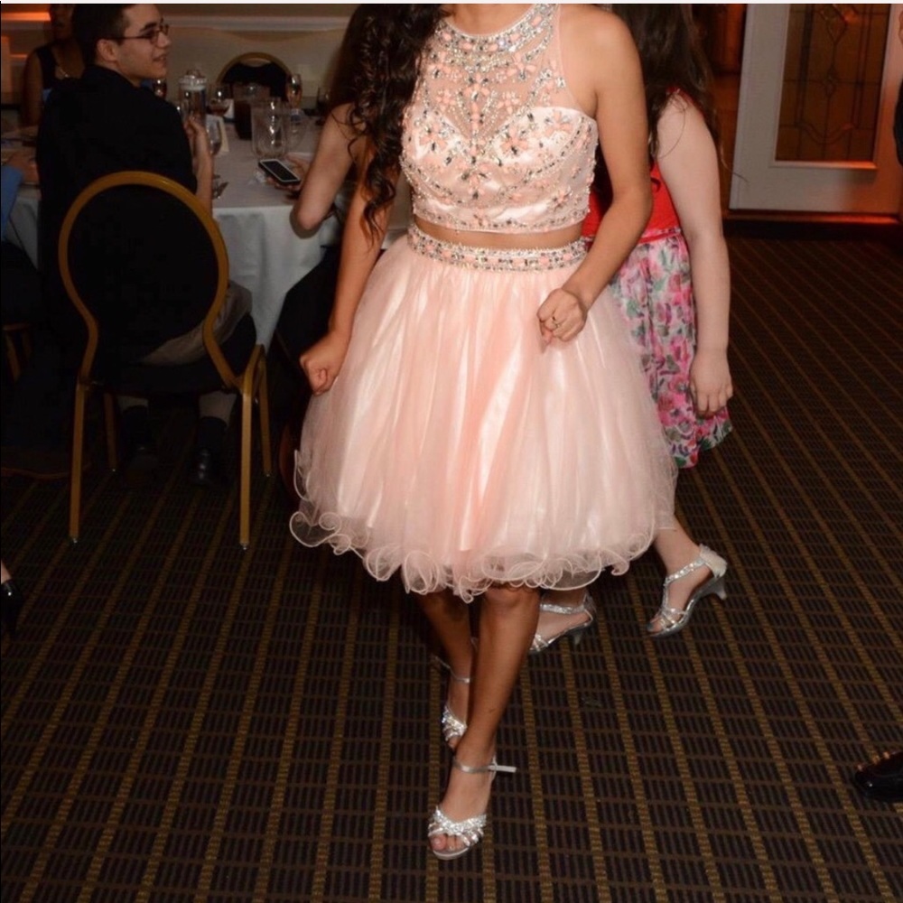 Short Light Pink Two Piece Prom Dress
